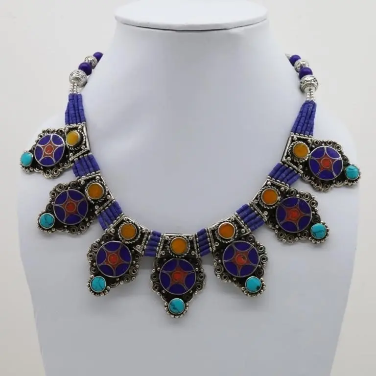Tibet Natural Stone Tribal Queen Royal Necklace