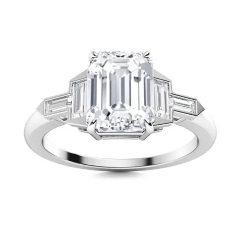 Gold & Lab Octagon Diamond 3.50 Cts Ring - E/VVS