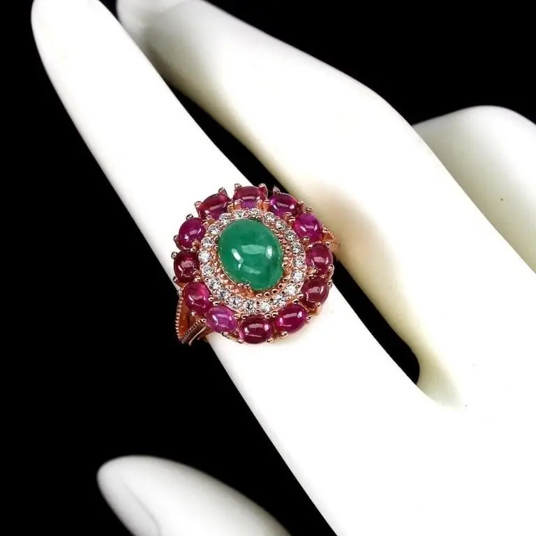 Natural Colombian Emerald & Pigeon Blood Red Ruby