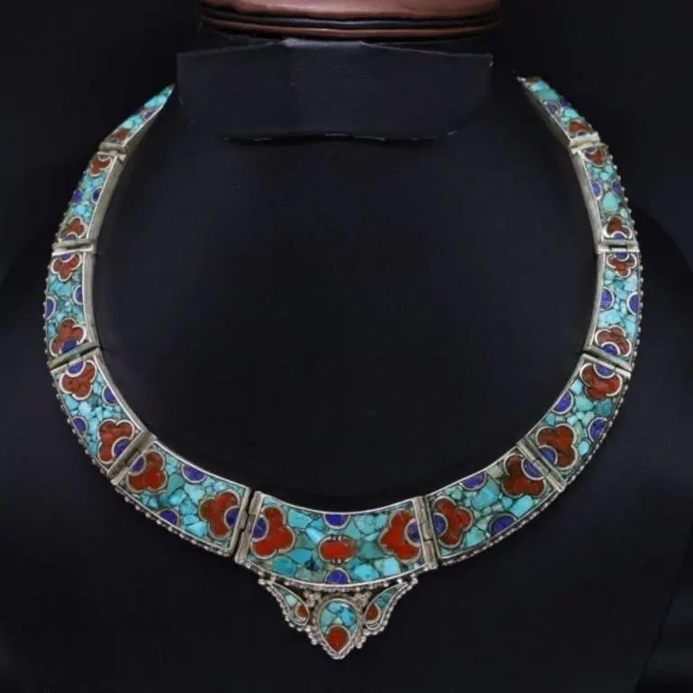 Tibet Natural Stone Tribal Queen Royal Necklace