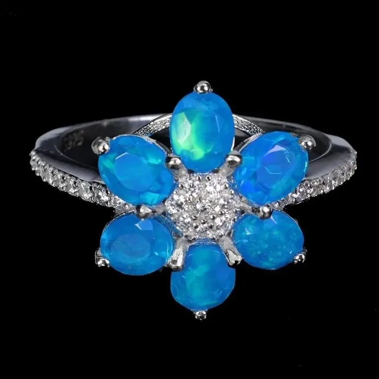 Natural Ethopian Blue Opal Ring