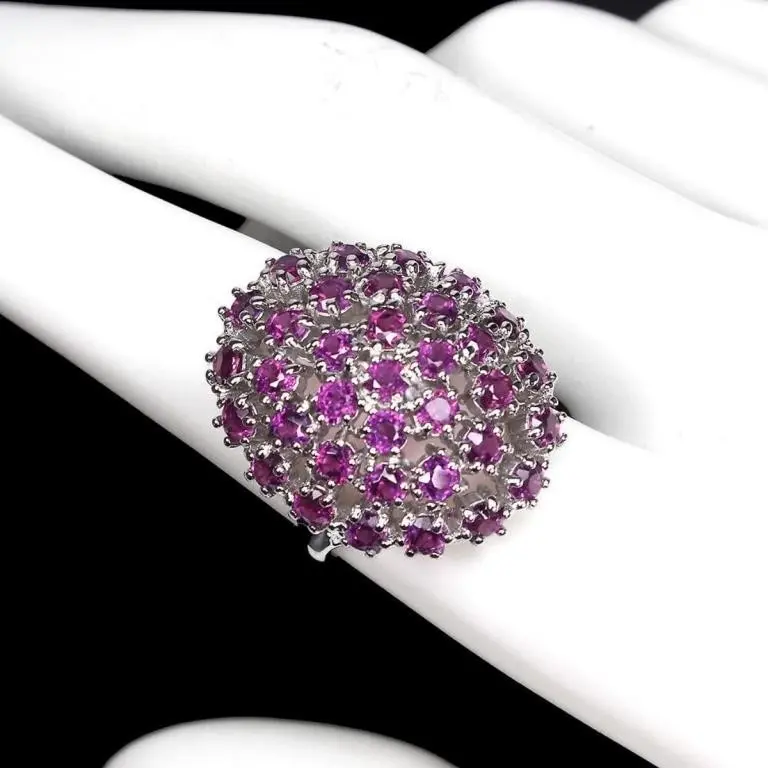Natural Unheated Rhodolite Garnet Ring
