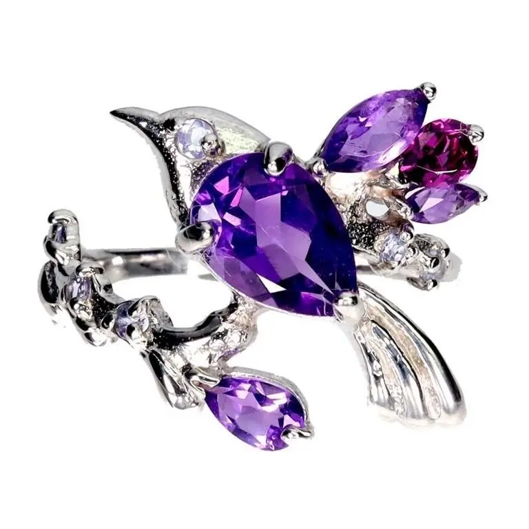 Natural Amethyst & Tanzanite Ring