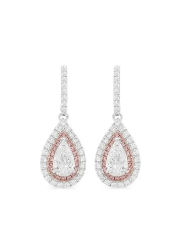 Gold & White Diamond 5.00 Cts Drop Earrings