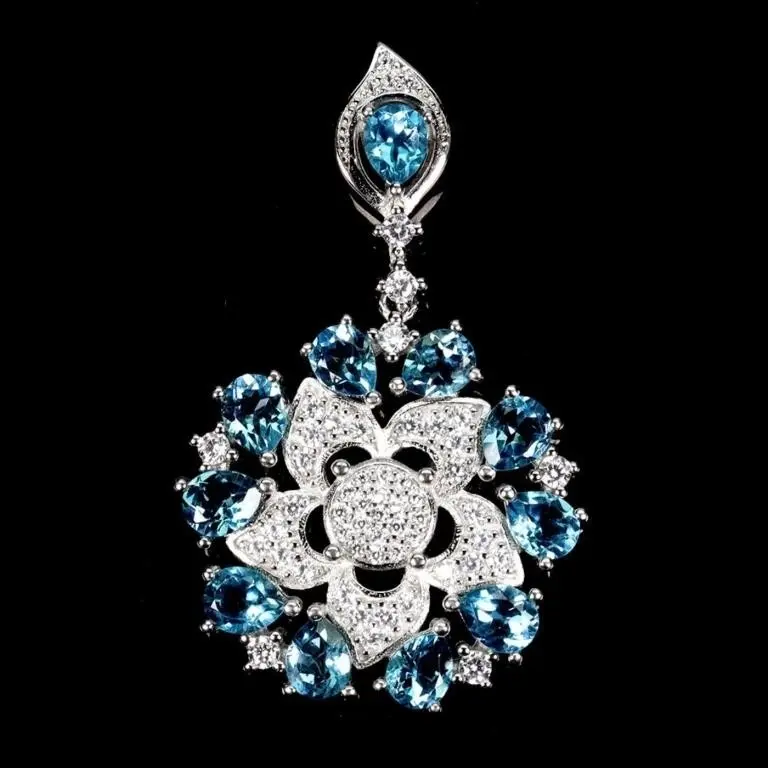 Natural London Blue Topaz Pendant
