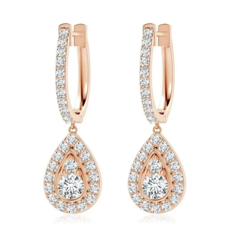 Gold & White Diamond 5.00 Cts Drop Earrings