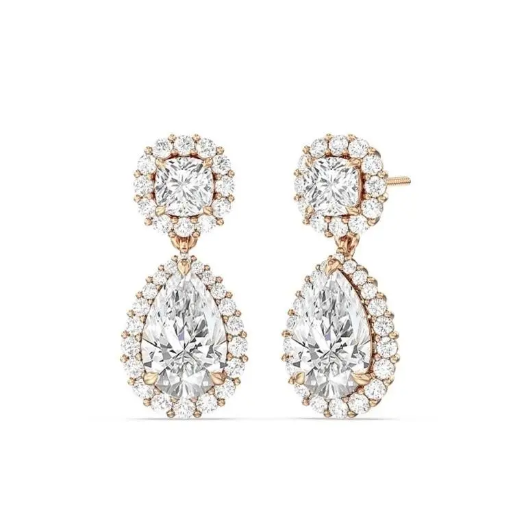 Gold & White Diamond 9.00 Cts Drop Earrings