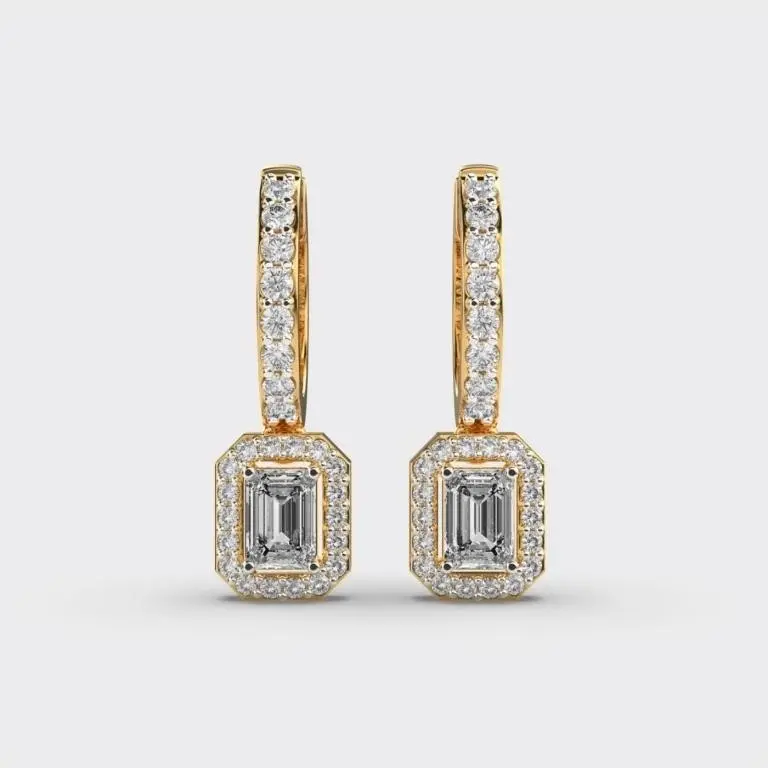 Gold & White Diamonds 6 Cts Drop EarRings