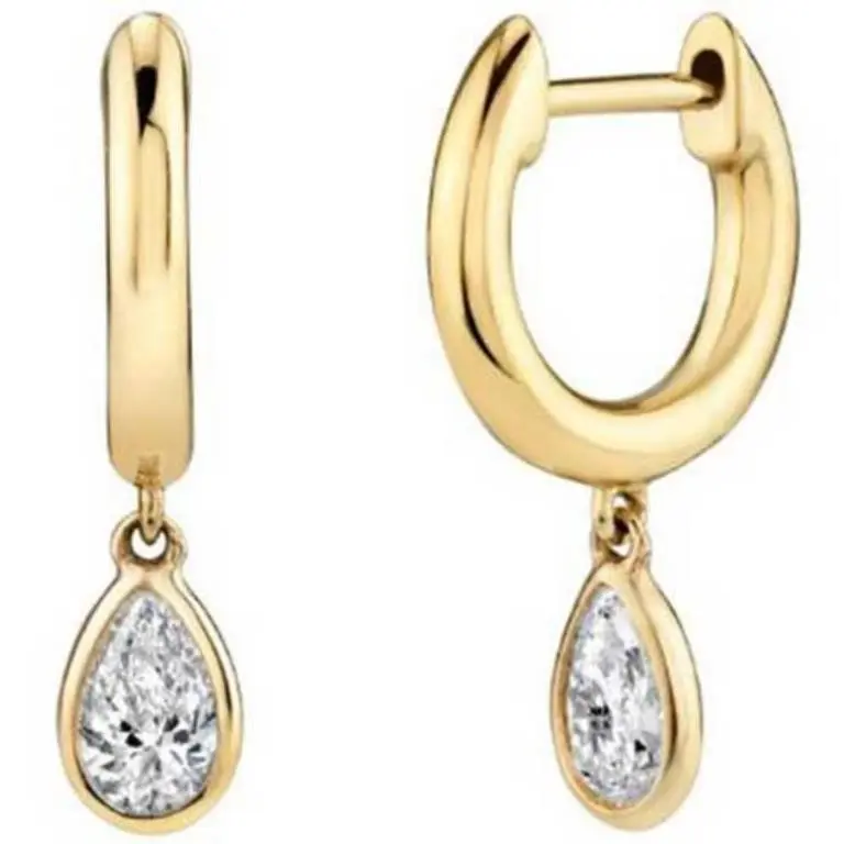 Gold & White Diamond 7 Cts Drop Earrings