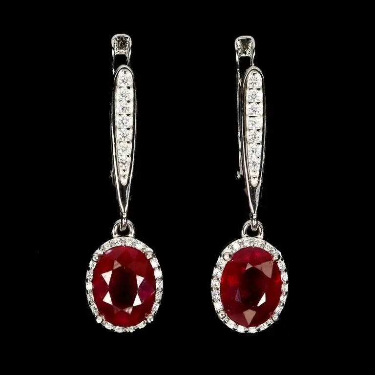 Natural Pigeon Blood Red Ruby Earrings