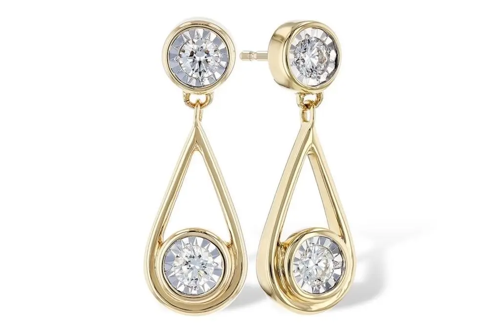 Gold & White Diamonds 2.50 Cts Ear Studs