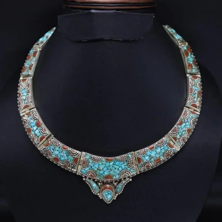 Tibet Natural Stone Tribal Queen Royal Necklace