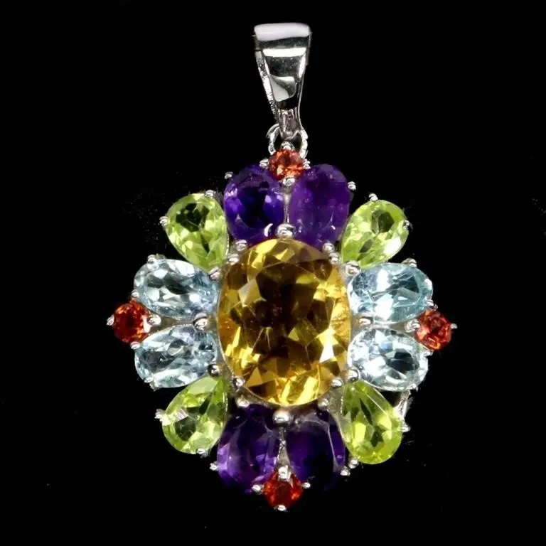 Natural Multi Stone Cocktail Pendant
