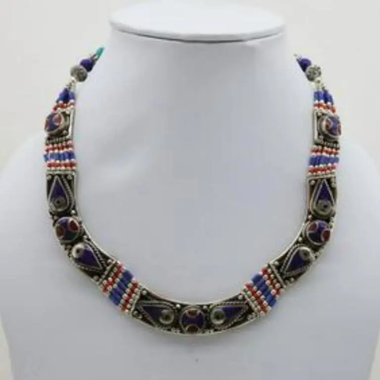 Tibet Natural Stone Tribal Queen Royal Necklace