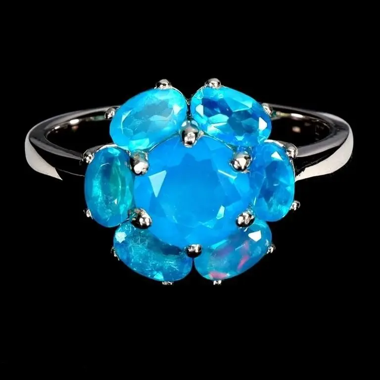 Natural Ethopian Blue Opal Ring