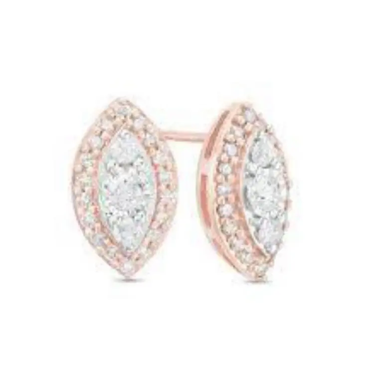 Gold & Lab Marquise Diamond 5.00 Cts Earrings Stud