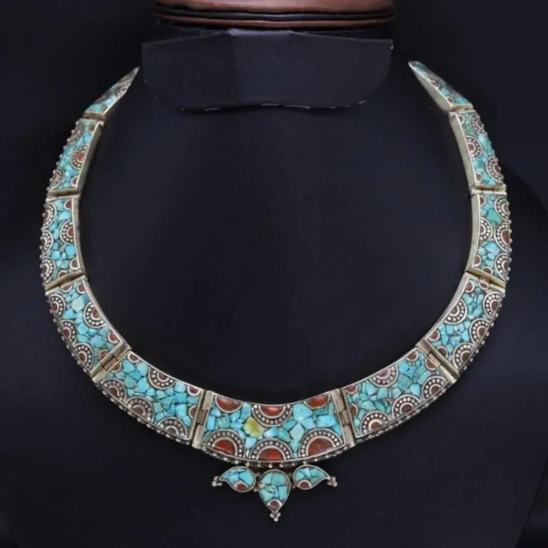Tibet Natural Stone Tribal Queen Royal Necklace