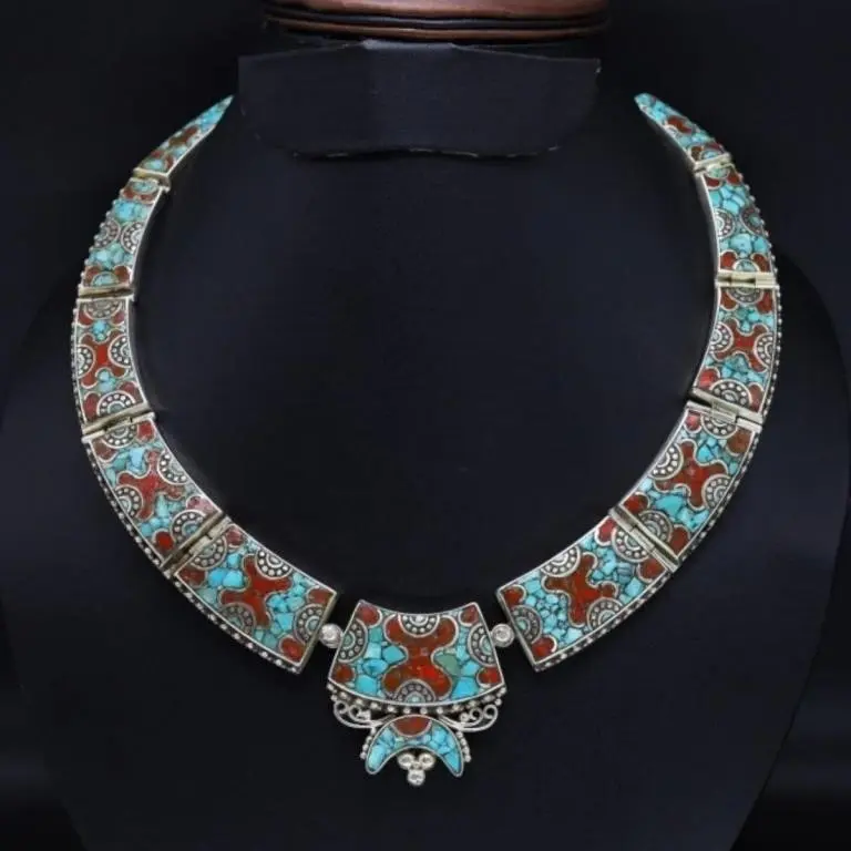 Tibet Natural Stone Tribal Queen Royal Necklace
