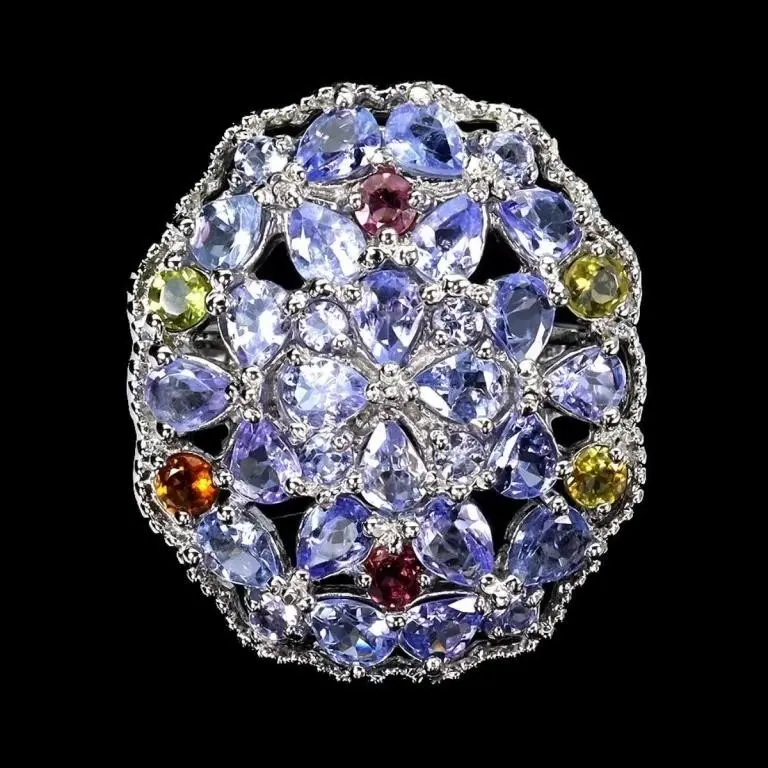 Natural Tanzanite & Tourmaline Ring