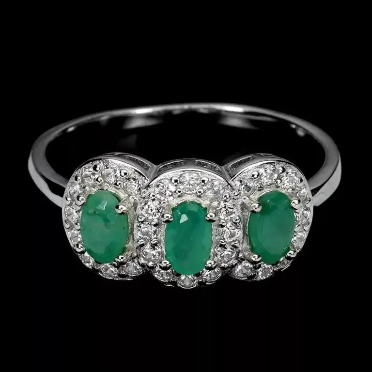 Natural Oval Colombian Emerald Ring
