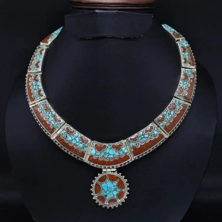 Tibet Natural Stone Tribal Queen Royal Necklace
