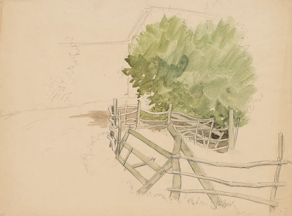 Studie einer Landschaft mit Baum und Zaun | 61950