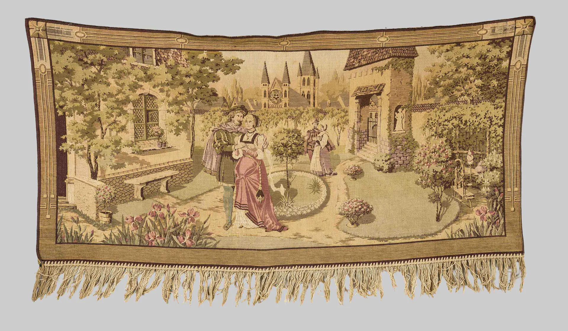 Tapisserie, 20. Jh., galante Szen