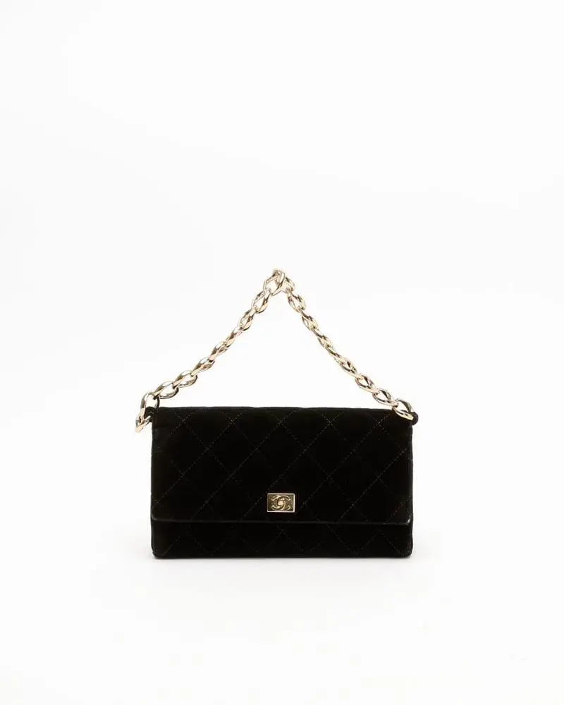 Chanel Vintage CC Velour Chain Bag