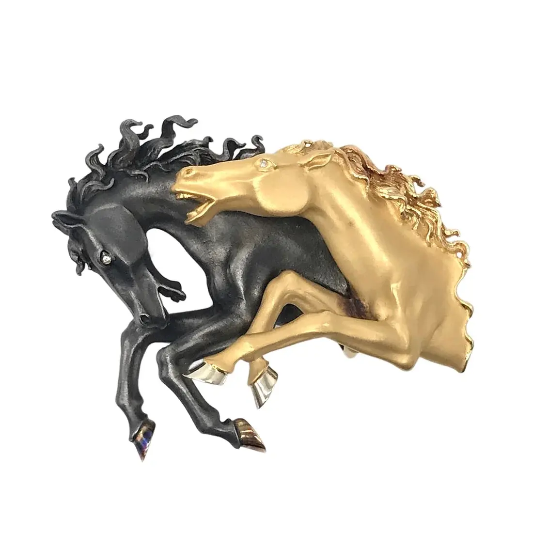 Carrera y Carrera 18K Gold Double Horse Sculptural Brooch