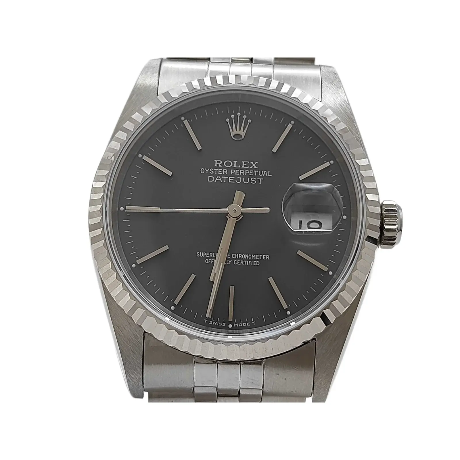 Rolex 16234 Oyster Perpetual Datejust Gray Dial Jubilee Bracelet Watch