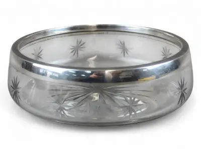 White Star Line Cut Glass & Sterling Silver Dish