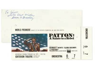 Omar Bradley Signed Patton Premiere Ticket - Grad