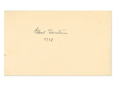 Albert Einstein Signed 1937 Index Card - Grad