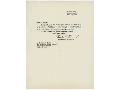 Charles Lindbergh Signed 1958 TLS