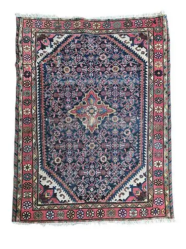 Vintage Persian Hamadan Rug 3'5" x 4'6"