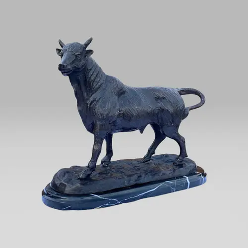 Mid-20th Century Bronze Bull Sculpture after Antoine-Louis Barye, c.1960