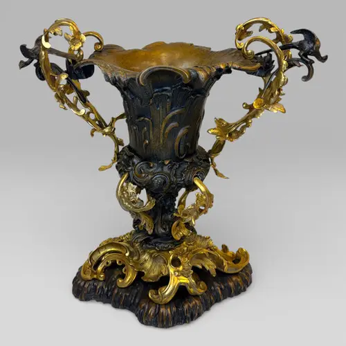 Gilt Bronze Art Nouveau Urn Centrepiece Vase After Henry Dasson