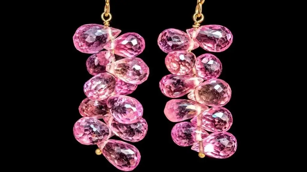 $2216, 14k(2.43g), pink sapphire (11.2ct)earring