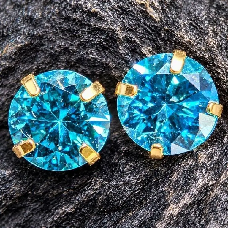 $600, 14k blue lab diamond (0.38ct) earring, retai