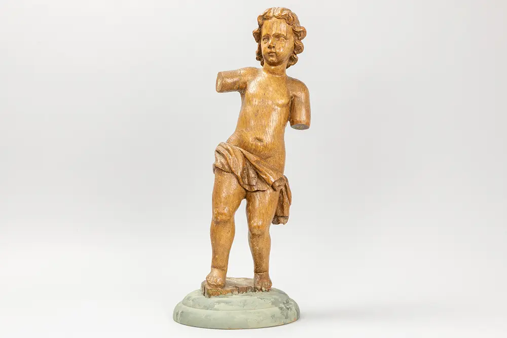 Zeventiende/achttiende eeuwse sculptuur in hout : "Amourtje" - hoogte