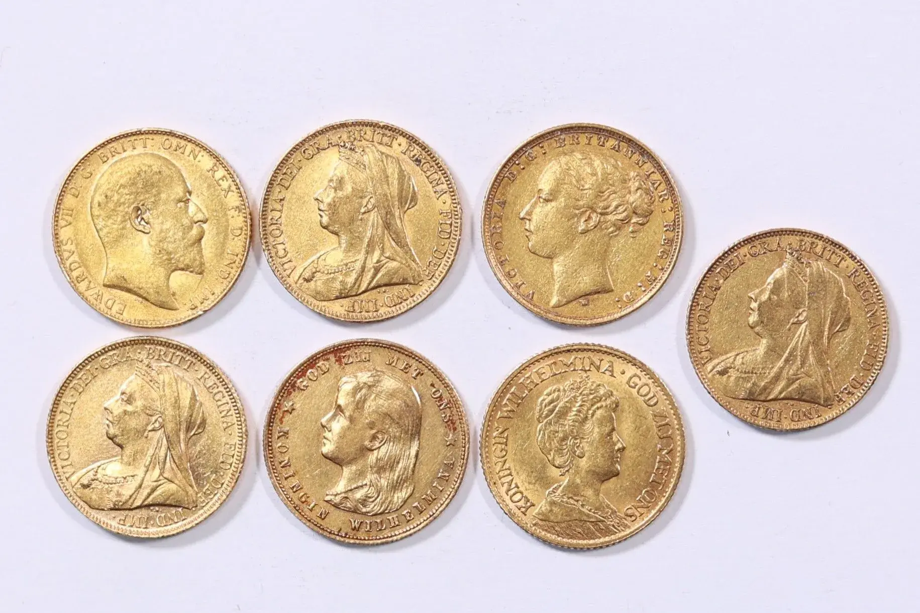 GREAT BRITAIN NETHERLANDS – Set of seven gold coins compris - Lot 221
