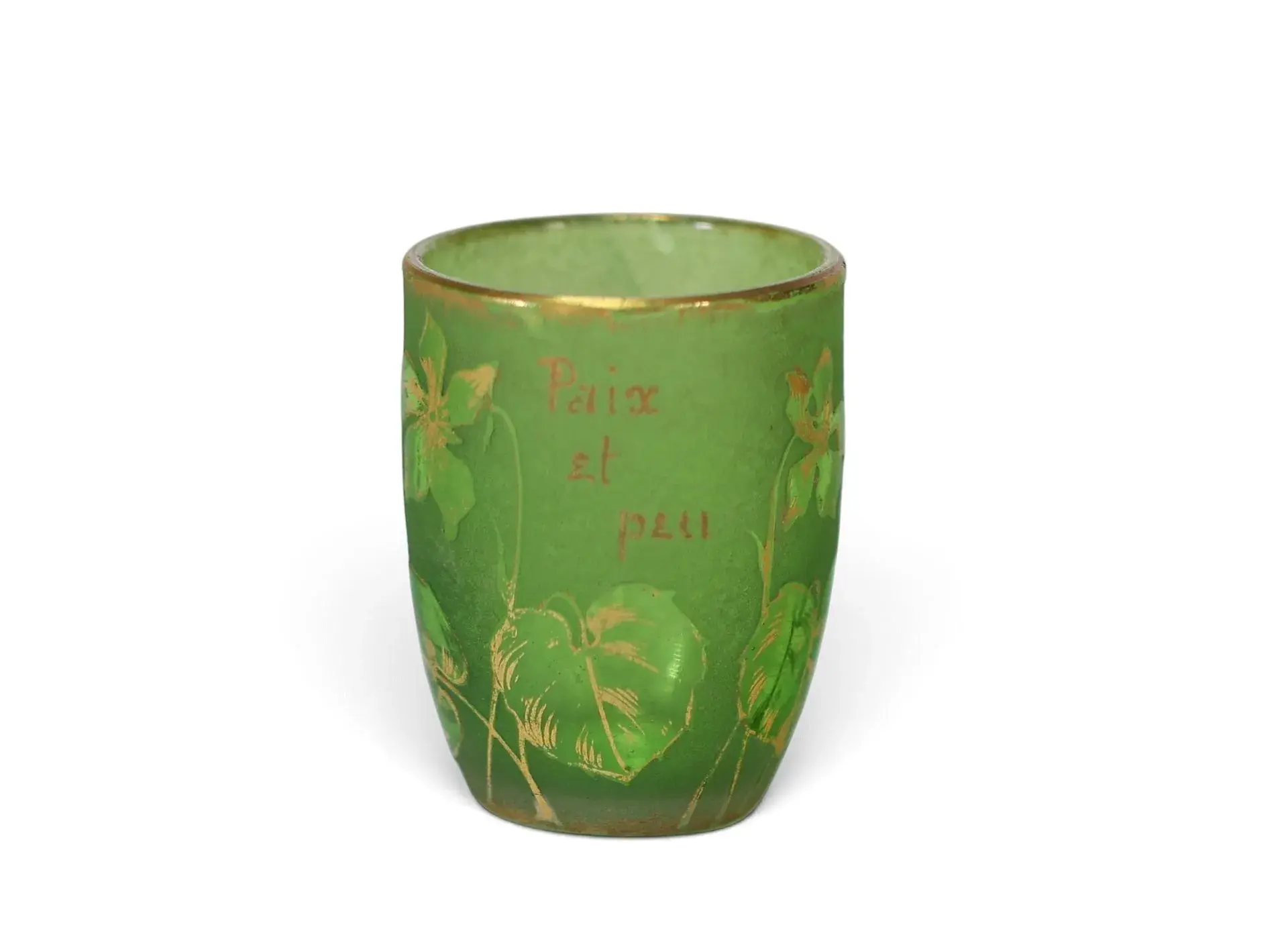 DAUM NANCY — Barrel-shaped goblet in frosted green glass wit - Lot 68