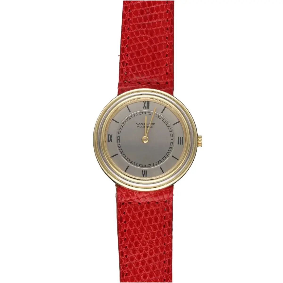 Montre VAN CLEEF & ARPELS "Disco Volante" en or jaune et cuir