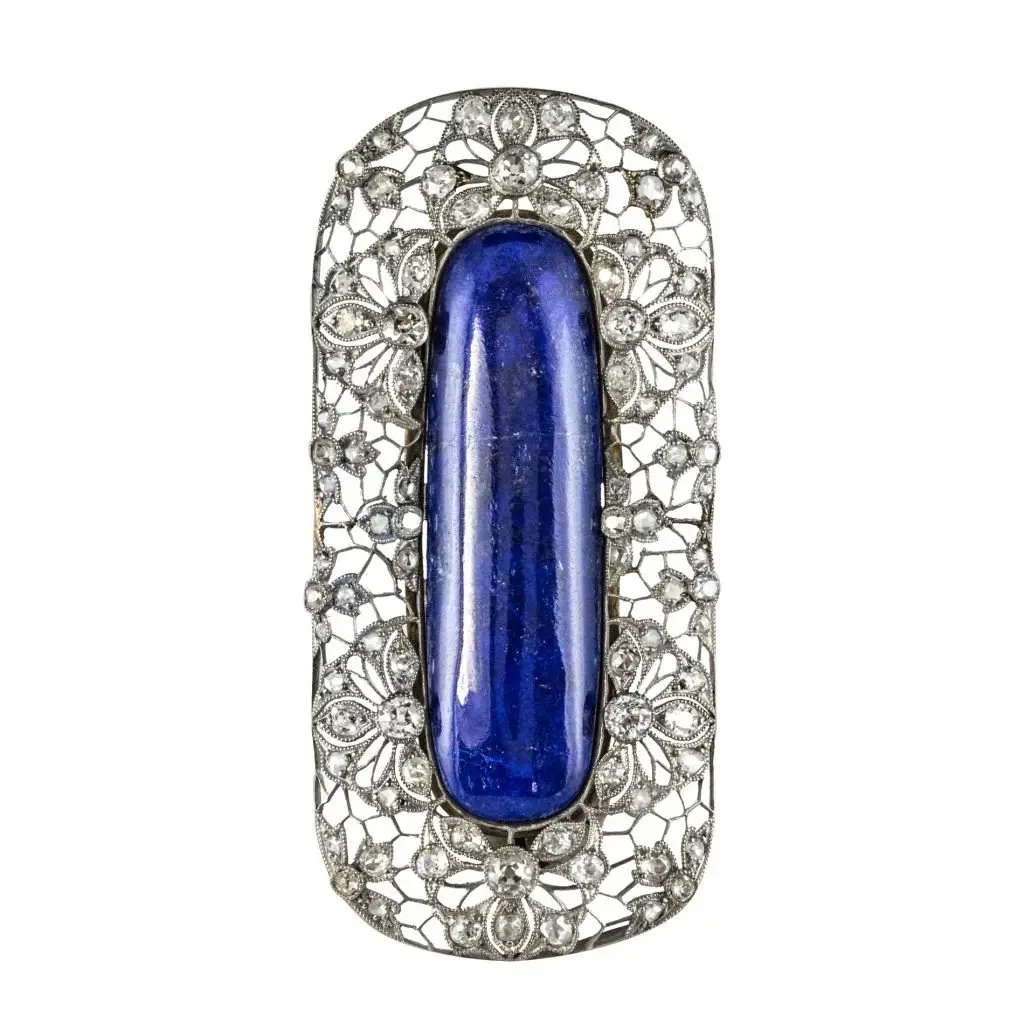 Broche Épingle en or blanc, platine, lapis-lazuli et diamants