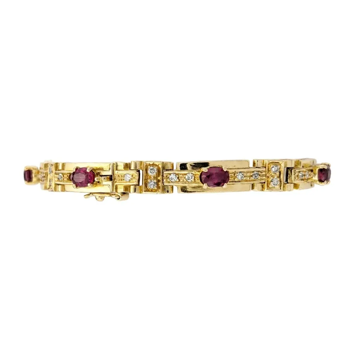 Bracelet Ligne en or jaune, rubis et diamants