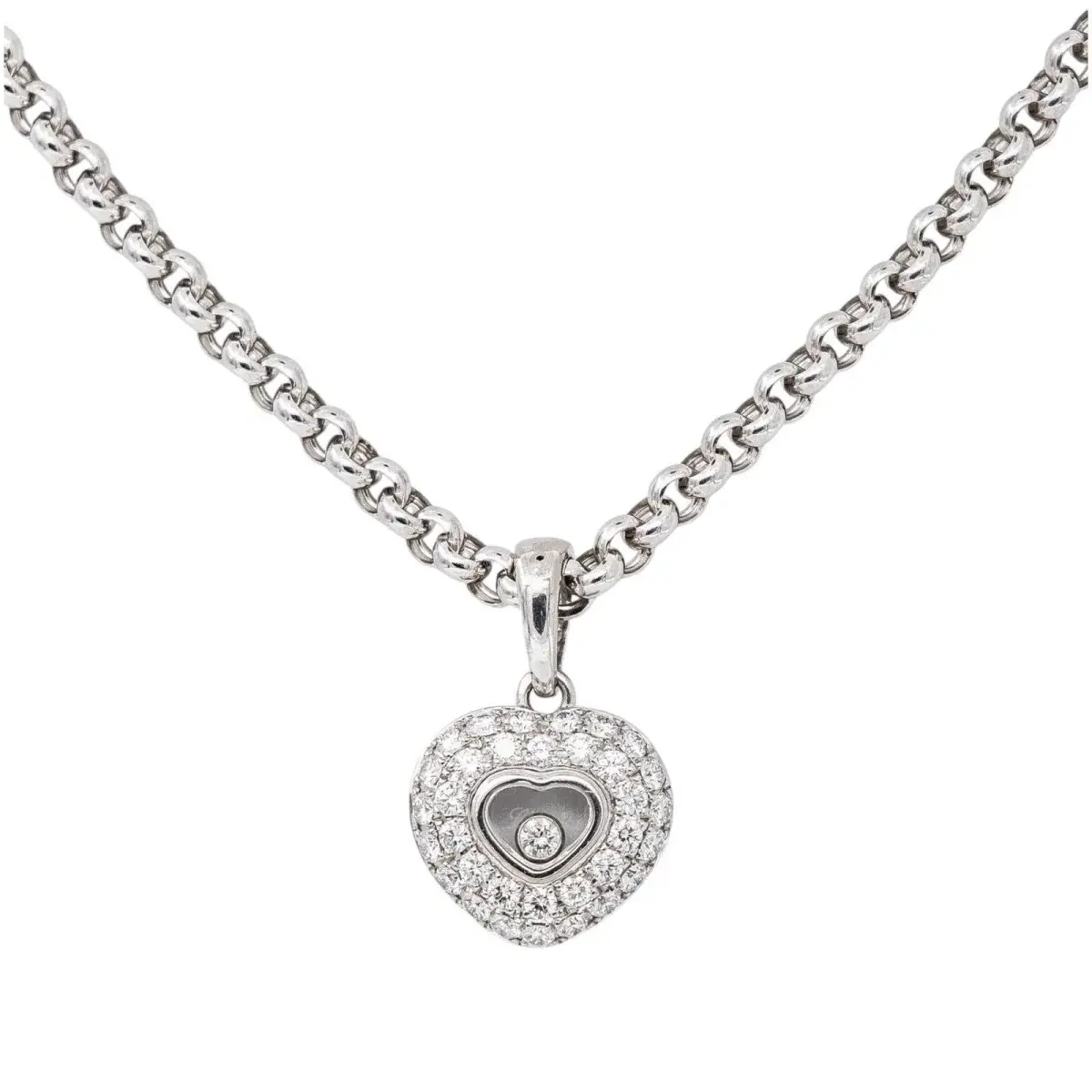 Collier Pendentif CHOPARD "Happy Diamonds" en or blanc et diamants
