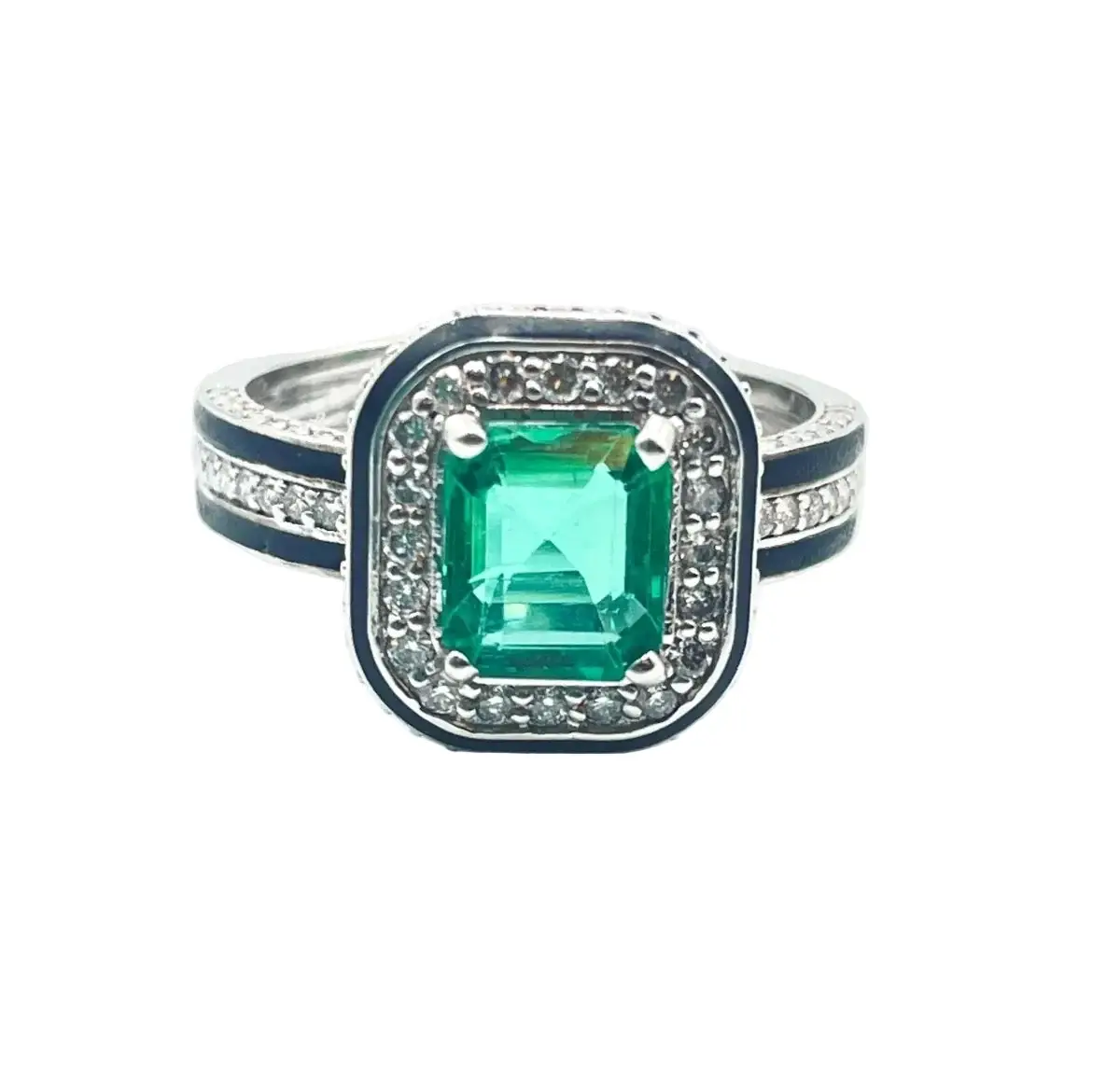 Bague Art Déco Emeraude et Diamants