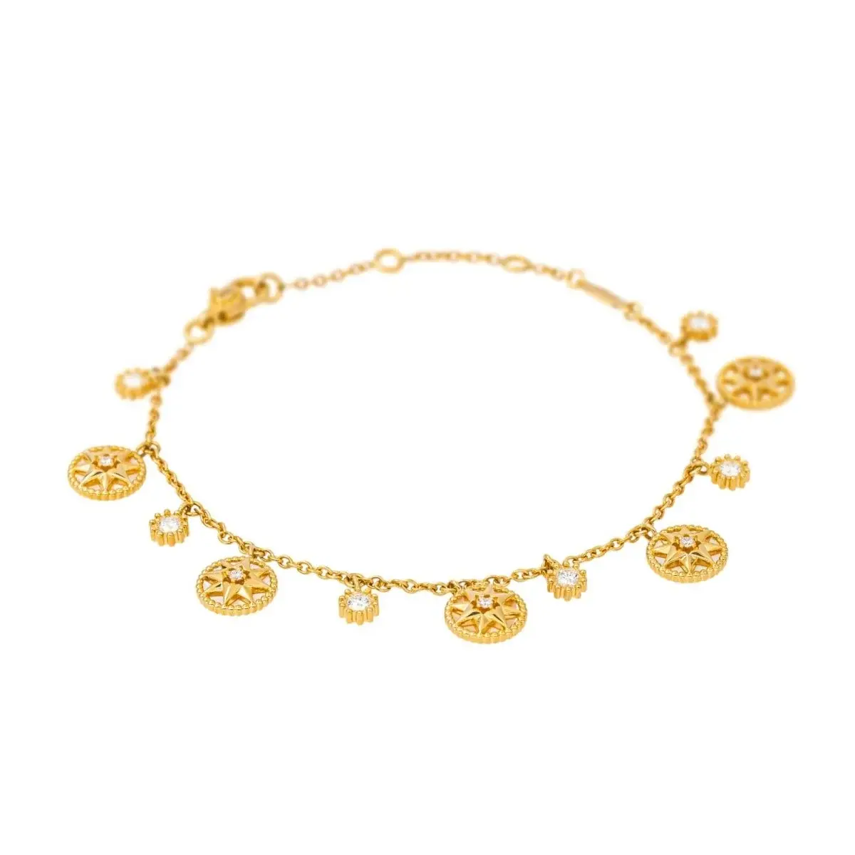 Bracelet Dior "Rose des vents" en or jaune, nacre et diamants