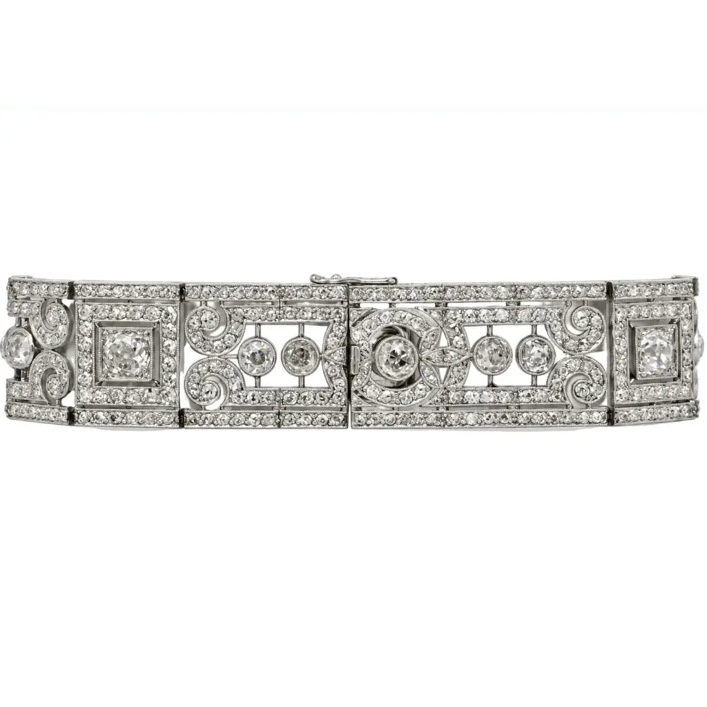 Bracelet Manchette en platine et diamants