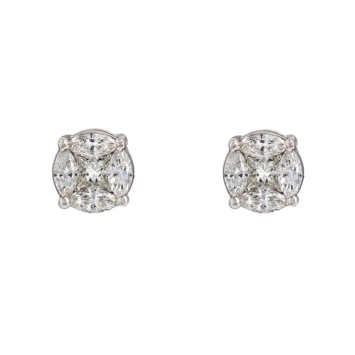 Boucles d'oreilles Puces en or blanc et diamants